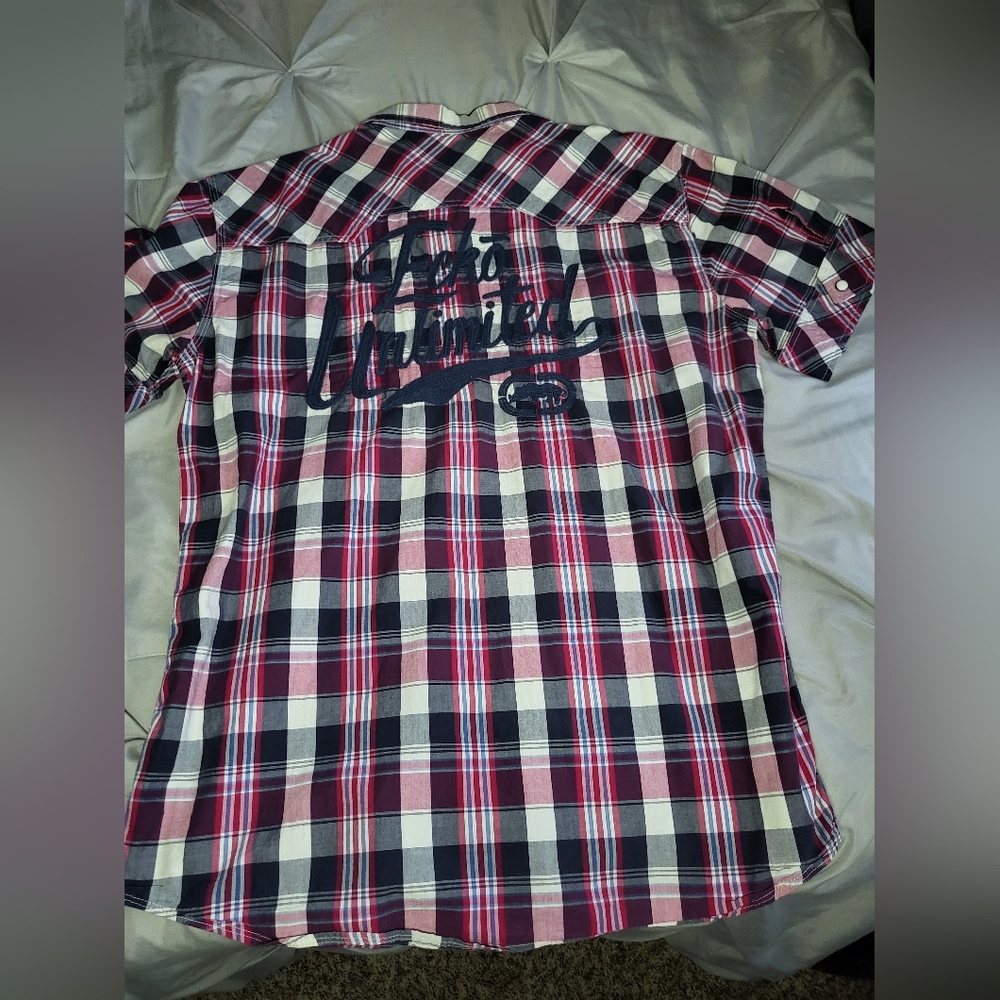 Men's  ECKO UNLTD Plaid Shirt - Red, Black, White